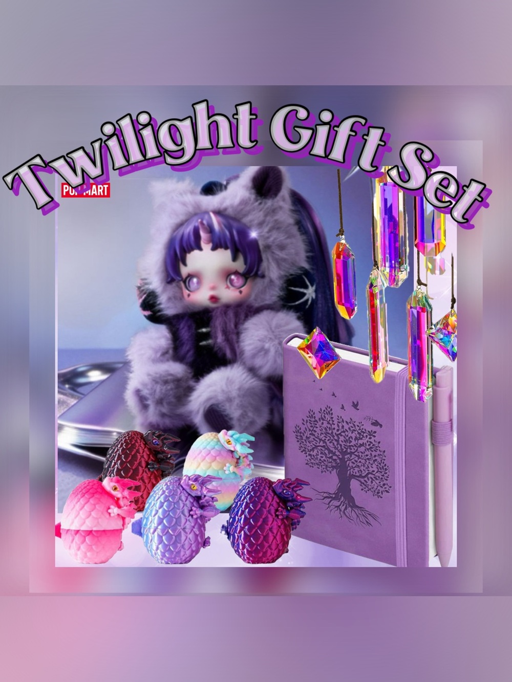 Pop Mart Skullpanda x MLP Twilight Sparkle Plush Pendant Gift Set